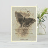 Luxus Golden Butterfly Foto Overlay Hochzeit Einladung (Stehend Vorderseite)