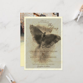 Luxus Golden Butterfly Foto Overlay Hochzeit Einladung