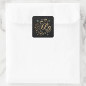 Luxus Golden Calligraphy Monogram mit Buchstabe H Quadratischer Aufkleber (Tasche)