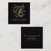Luxus Golden Calligraphy Monogram mit Buchstabe J Quadratische Visitenkarte (Vorne/Hinten)