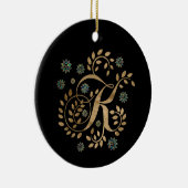 Luxus Golden Calligraphy Monogram mit Buchstabe K Keramik Ornament (Rechts)