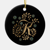 Luxus Golden Calligraphy Monogram mit Buchstabe K Keramik Ornament (Vorne)
