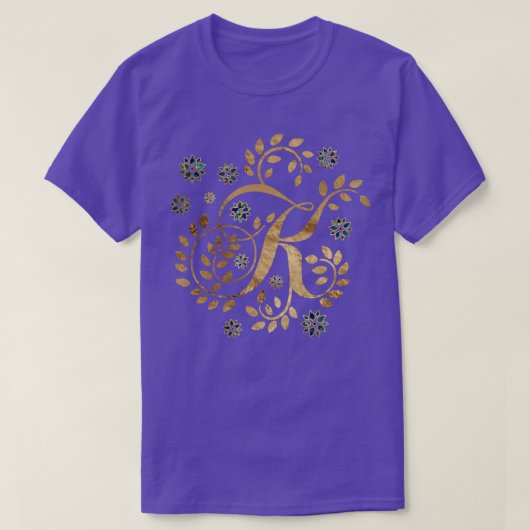 Luxus Golden Calligraphy Monogram mit Buchstabe K T-Shirt (Design vorne)