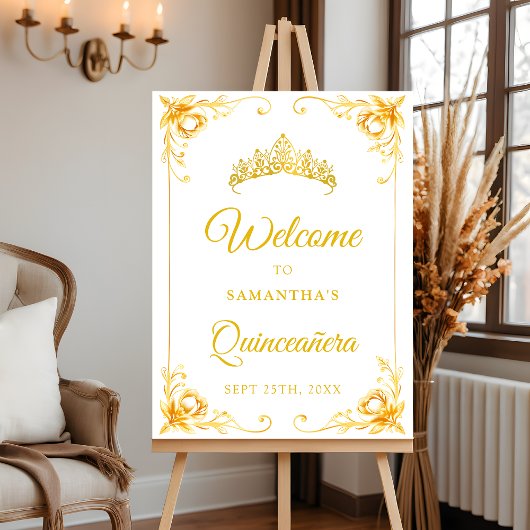 Luxus Golden Crown Quinceñera Begrüßungszeichen Poster