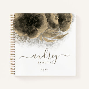 Luxus Golden Floral Signature Mit Monogramm Notizblock