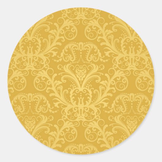 Luxus Golden Floral Wallpaper Runder Aufkleber (Vorderseite)