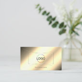 Luxus Golden Glamour mit Logos und Foto Moderne Visitenkarte (Stehend Vorderseite)