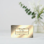 Luxus Golden Glamour mit Monogramm und Foto Visitenkarte (Stehend Vorderseite)