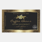 Luxus Golden Glitzer Black Product Label Logo Rechteckiger Aufkleber (Vorderseite)