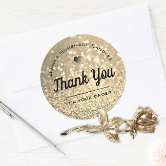 Luxus Golden Glitzer Elegant Einfach Danke Runder Aufkleber