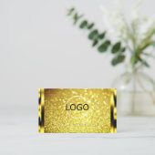 Luxus Golden Sparkle Yellow Gold Glitzer Logo hinz Visitenkarte (Stehend Vorderseite)