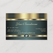 Luxus Golden und Dunkel Aquamarin mit Imitate Rhin Visitenkarte (Rückseite)