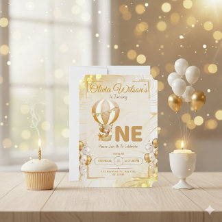 Luxus-Goldene Erste Geburtstagsfeier Elegante Baby Einladung