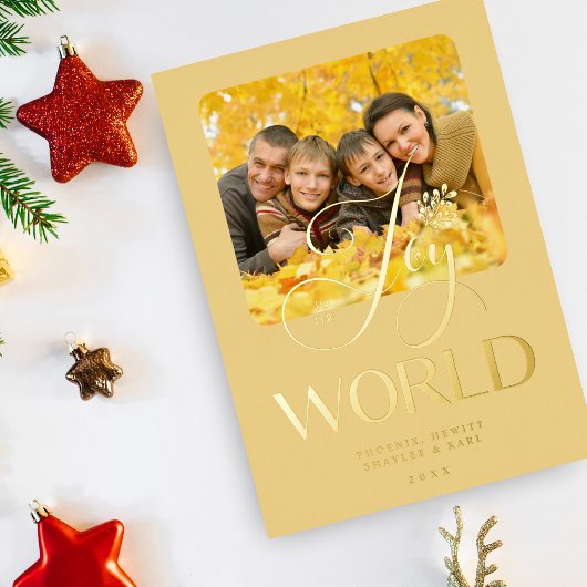 Luxus Goldene Freude an der World Quote Foto Famil Folieneinladung