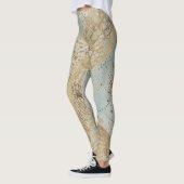 Luxus, Goldene Pixel-Linien-Muster Softblau Leggings (Links)