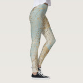 Luxus, Goldene Pixel-Linien-Muster Softblau Leggings (Rechts)