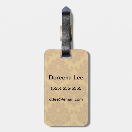 Luxus Goldener Damast Gepäckanhänger (Rückseite vertikal)