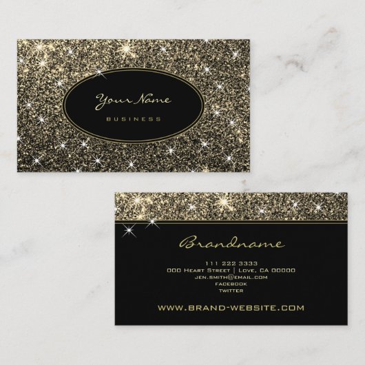 Luxus Goldener Glitzer Glam Luminous Stars Elegant Visitenkarte (Vorne/Hinten)