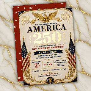 Luxus Goldfolie Amerika 250 Patriotisch Folieneinladung