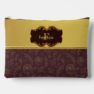 Luxus Goldfolien Rosen Namensmonogramm Zubehörtasche
