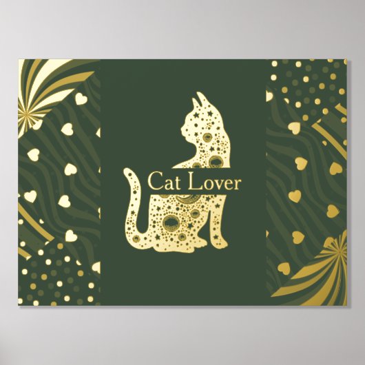 Luxus-Goldkatze abstrakte Feinkunstkunst Foliendrucke (Vorderseite)