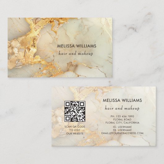 Luxus-Goldmarmor | QR-Code Visitenkarte (Vorne/Hinten)