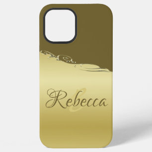 Luxus-Goldmetall-Dekoration auf Militärgold iPhone 12 Pro Max Hülle