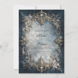 Luxus-Goldrahmen Dunkel Türkis Floral Barock Hochz Einladung