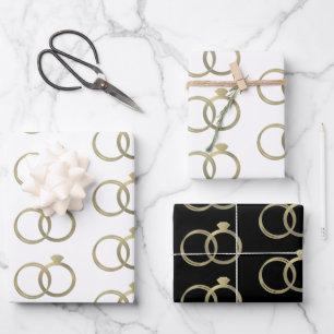 Luxus-Goldringe Hochzeit Geschenkpapier Set