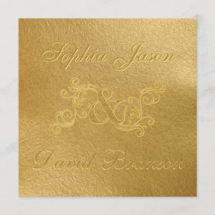 Luxus Golf Leaf 3D Gold Wedding Custom Monogram Einladung