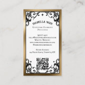 Luxus-Gotisch-Vintage Schwarz Gold Modedesigner Visitenkarte (Rückseite)