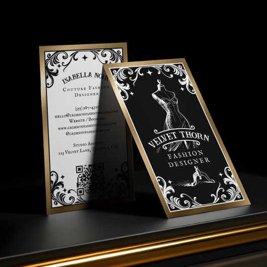 Luxus-Gotisch-Vintage Schwarz Gold Modedesigner Visitenkarte