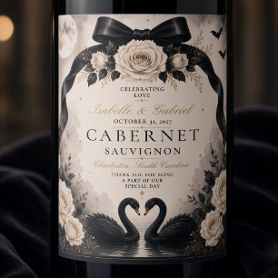 Luxus-Gotische-Schwarze-Schleife-Hochzeit Weinetikett