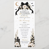 Luxus-Gotische-Schwarze-Schleife-Hochzeitsprogramm Menükarte (Vorderseite)