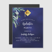 Luxus-Graduierungsparty 2025 in blau-grün Magneteinladung (Vorne/Hinten)