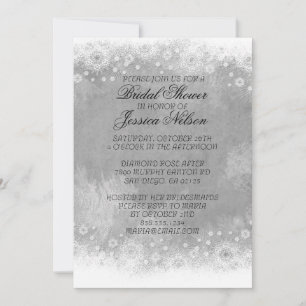 Luxus Gray Frosty Snowflake Winter Bridal Einladun Einladung