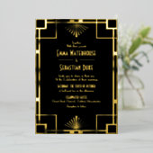 Luxus Great Gatsby Art Deco Wedding Folieneinladung (Stehend vorne)