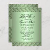 Luxus Green Damask Wirbel Bridal Einladung (Vorne/Hinten)