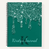 Luxus Green Dripping Glitzer Journal Notizblock (Vorderseite)