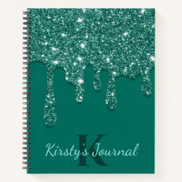 Luxus Green Dripping Glitzer Journal Notizblock