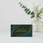 Luxus Green Funkelnd Gold Business Card Visitenkarte (Stehend Vorderseite)