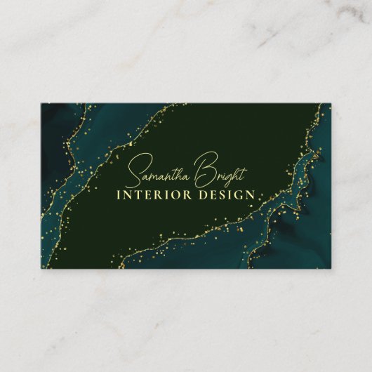 Luxus Green Funkelnd Gold Business Card Visitenkarte (Vorderseite)