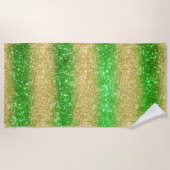 Luxus Green Gold Glitzer Strandtuch (Vorderseite)