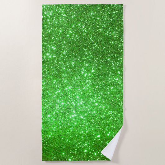 Luxus Green Gold Glitzer Strandtuch (Vorderseite)