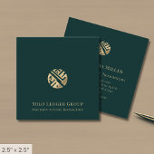 Luxus-Green-Gold-Logo Quadratische Visitenkarte