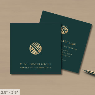 Luxus-Green-Gold-Logo Quadratische Visitenkarte