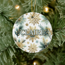 Luxus Green Gold Snowflake Holiday Elegante Keramik Ornament