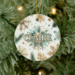 Luxus Green Gold Snowflake Holiday Elegante Keramik Ornament