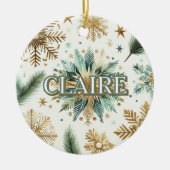 Luxus Green Gold Snowflake Holiday Elegante Keramik Ornament (Vorne)
