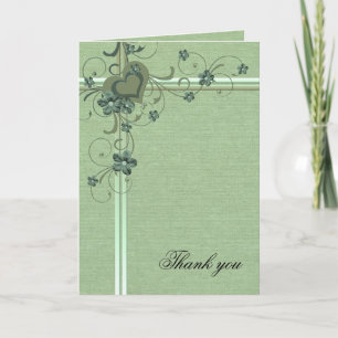 Luxus Green Heart Burlap Danke Karte